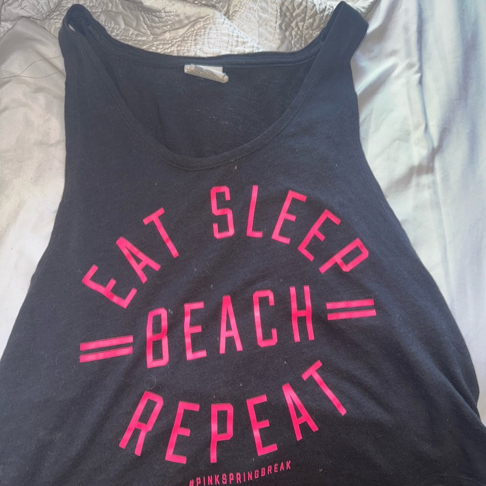 PINK Victoria's Secret Black Tank Top with Pink Lettering